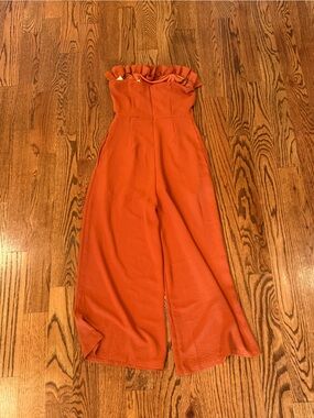 Strapless Wide-Leg Jumpsuit in Rust